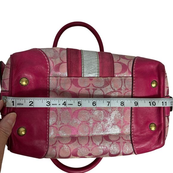 Vintage Coach Signature Pink Metallic Silver Splash Boston Satchel Bag Y2K 2186 - Picture 11 of 16